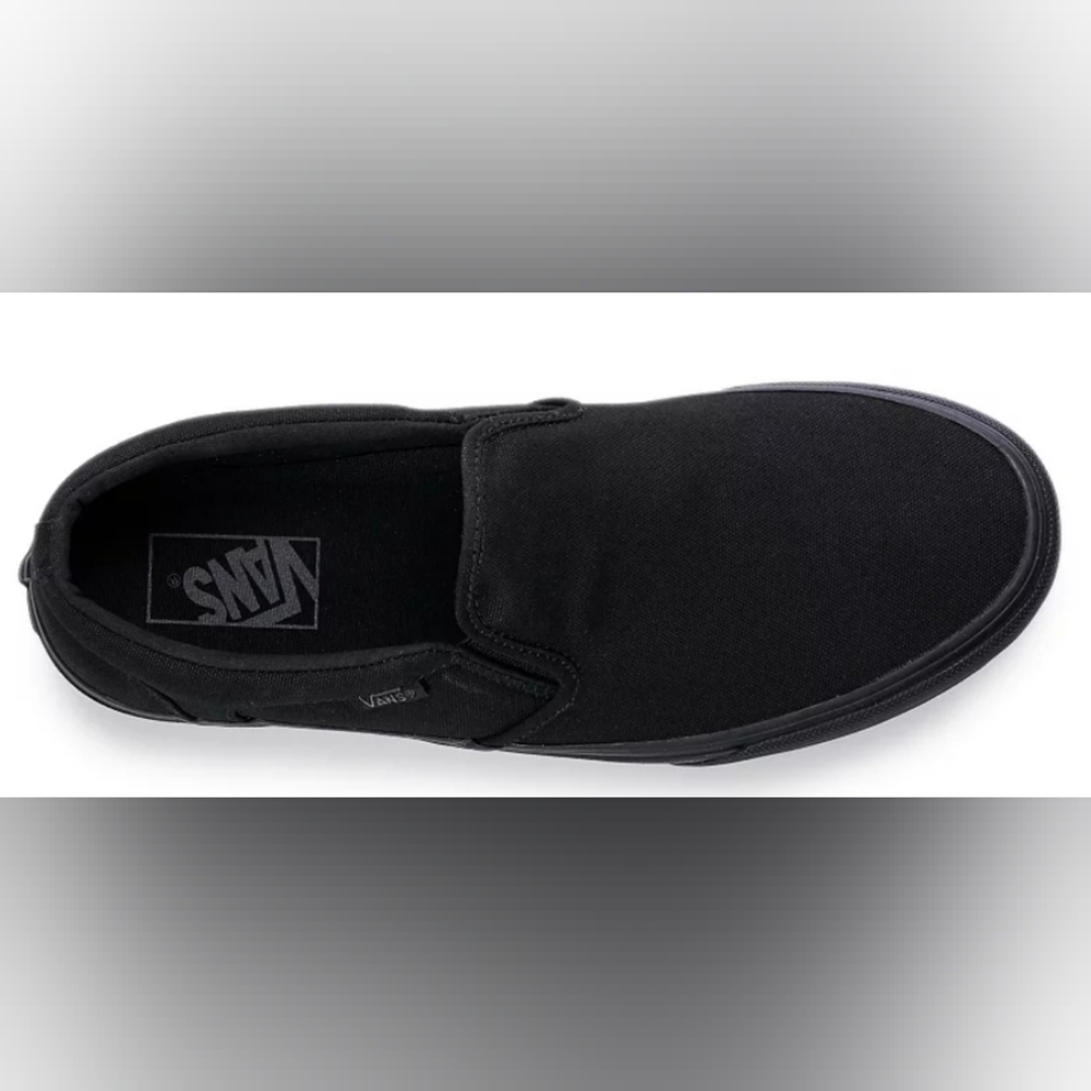 Vans® Asher Men's Black Slip-On Sneakers Size 7.5 Like New - Picture 3 of 10